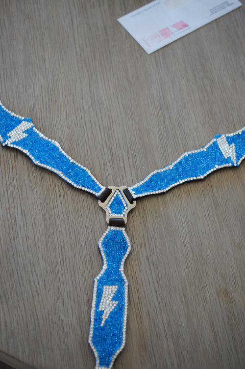 Blue & White Lightning Bolt Breastcollar